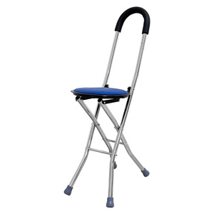 Chaise pliante à quatre pieds Wang Rui avec siège bleu pour personnes âgées, aide à la mobilité - Product Image 1