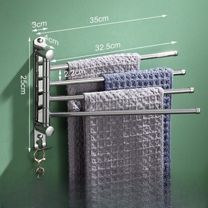 Toallero de Pared Moderno de Acero Inoxidable de 60 cm con Gancho, Acabado Cromado, Toallero Doble para Baño - Product Image 6