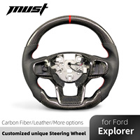 Volante Personalizado de Fibra de Carbono y Cuero Perforado para Ford Explorer ST, ST-Line, King Ranch y Timberline 2020-2025