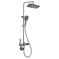 Nouvel arrivage Ensemble de robinets de douche à effet pluie pour salle de bains, finition chromée, mitigeur de douche et baignoire coulissant à 3 voies en laiton