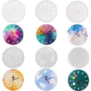 مجموعة قوالب سيليكون لساعة حائط بالأرقام العربية والرومانية مع قاعدة دائرية وراتنج الإيبوكسي، تعبئة في كيس OPP - Product Image 2