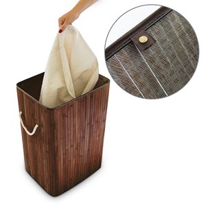 Panier à linge en bambou 83L avec couvercle et sac amovible 43,5 x 33,5 x 65,5 cm - Product Image 4