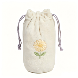 Pochette en tissu éponge doux avec cordon de serrage, sac de rangement pour parfum, sac cadeau brodé avec cordon de serrage pour cosmétiques et bijoux - Product Image 3