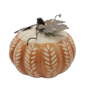 手描きの陶器製カボチャの飾り、ハロウィン、感謝祭、秋の収穫、家のテーブルセンターピース、棚の置物に最適なカボチャ - Product Image 1