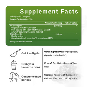 Cápsulas de Óleo de Orégano Softgel 180 300 Contém Óleo de Semente Negra Imunidade Antioxidante Não OGM - Product Image 3