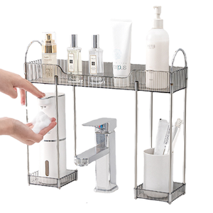 رف 3444 للتخزين يوضع على طاولة الحمام، حنفية على طاولة الغسيل، منتجات العناية بالبشرة وحامل أكواب فرشاة الأسنان - Product Image 4