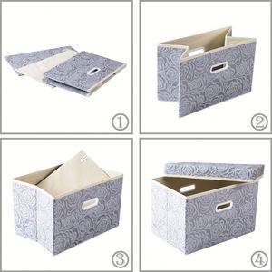 Cubos de Almacenamiento de Tela Plegables y Apilables Medianos [Paquete de 3] Organizador Decorativo de Ropa Gris 38x25x25 cm - Product Image 6