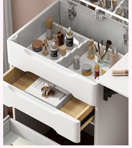 Tocador de Dormitorio Económico al por Mayor, Espejo Plegable, Moderno, Minimalista, Unidad Pequeña de Almacenamiento, Mesa de Maquillaje con Luz LED y Sillas - Product Image 6