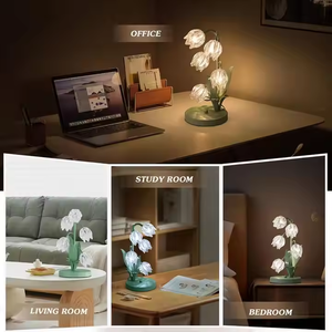 Nouvelle lampe de bureau Tulip Valley 2025, <span class=keywords><strong>abat</strong></span>-<span class=keywords><strong>jour</strong></span> en verre, personnalisable, 5-220V, contrôle par câble USB, lampe de bureau verte - Product Image 6