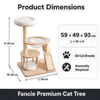 Structure d'escalade pour chat en bois massif, étagère multi-niveaux, lit à gratter en sisal écologique, plateforme de saut, style simple, mobilier d'intérieur