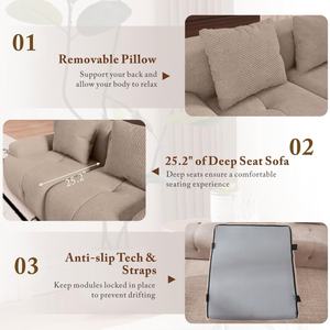 Canapé modulaire moderne sans ossature, canapé nuage, canapé 3 places avec repose-pieds pour salon - Product Image 4