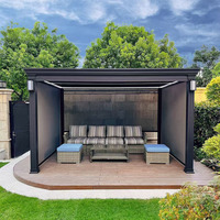 Nouvelle pergola de luxe de style chinois en alliage d'aluminium avec toit à lamelles réglables, imperméable, résistante au vent, électrique et durable