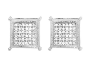 Custom <b>Silver</b> Square Shape Hip Hop Cluster Earrings with Lab Grown Diamonds 10K White Gold Plated Party Jewelry - Product Image 3