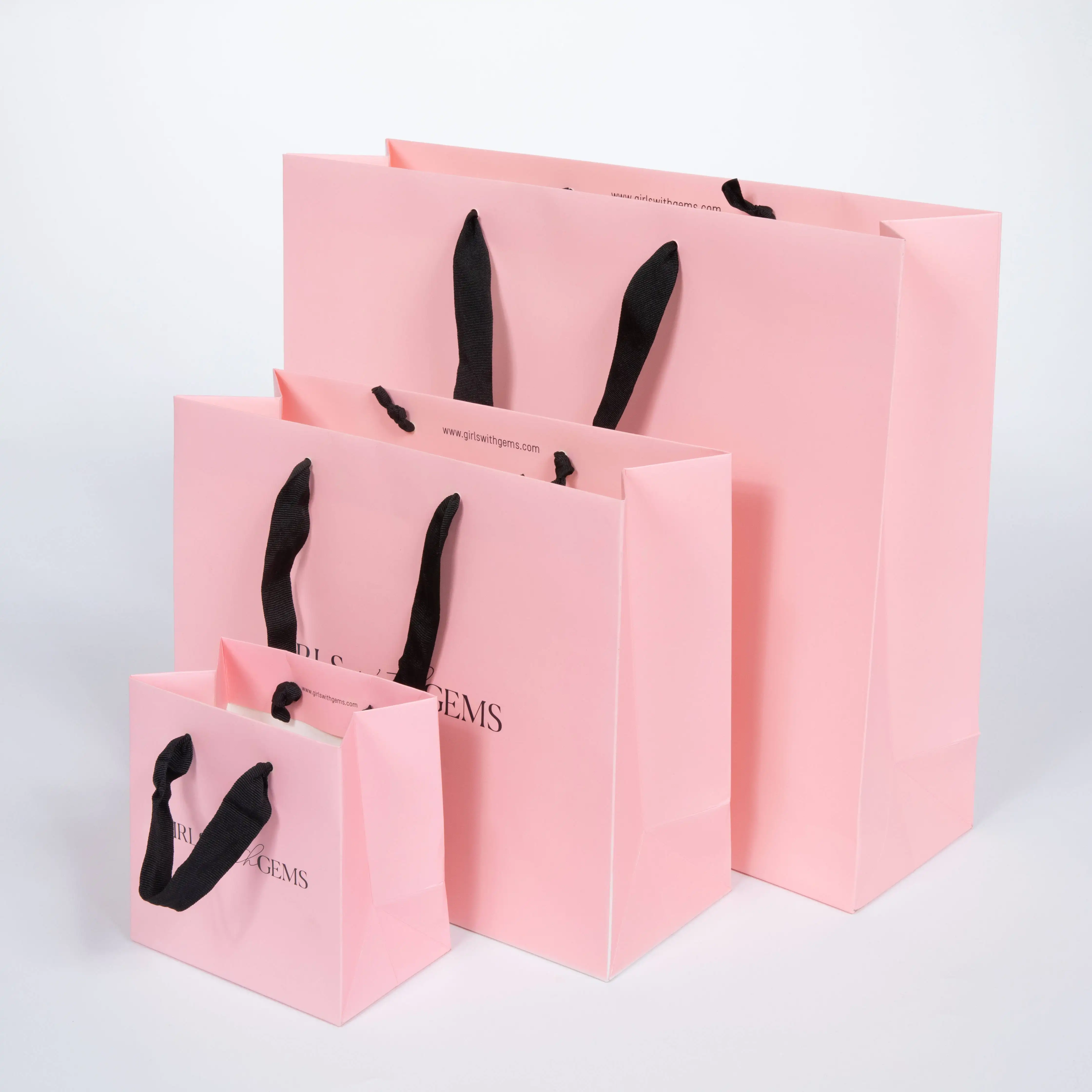 Luxury Gift Bag Packaging Custom Pink Paper Thank You Gift Bags With Logo Print