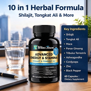 Capsules énergisantes pour hommes Wins Town, mélange de Shilajit et de Tongkat Ali, complément alimentaire 10 en 1, 60 capsules, complément alimentaire - Product Image 2