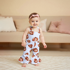 Halloween Halter Trẻ Em Cô Gái Rompers Trẻ Em Bí Ngô In Quần Áo Toddler Chuông Dưới Toddler Kid Bé Cô Gái Jumpsuit - Product Image 2