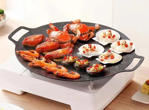 ダイキャストダイキャストアルミニウム22ハンドルピクニックフラット浅いグリドルグリルパン用BBQグリル - Product Image 2