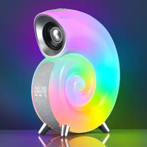 OEM speaker suara putih terang RGB desain baru dengan speaker kotak musik parlante mini jam Alarm