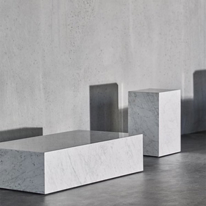 Natural Stone Living Room Furniture Carrara White Marble Plinth Cube Coffee <b>Side</b> <b>Table</b> - Product Image 2