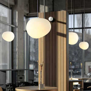 Moonlight Pine Pebble Pendant <b>Light</b> White PVC Led Chandelier For Home <b>Dining</b> Room Bedroom Study - Product Image 2
