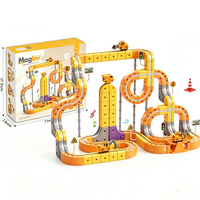Circuit de Course Flexible à Construire Soi-Même 161 Pièces, Voiture Magnétique pour Enfants, Jouet STEM Créatif, Train Électronique sur Rail, Jouets Cubes 3D