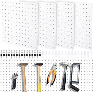 4pcs <span class=keywords><strong>Pegboard</strong></span> Kim Loại Organizer Kit Wall Mount hiển thị Panels lưu trữ giá <span class=keywords><strong>Pegboard</strong></span> Phụ kiện cho nhà để xe - Product Image 1