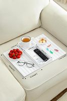 Plateau de canapé, grand plateau porte-gobelet en bambou pour canapé avec rangement caché, accoudoir de canapé portable anti-fuite pour boissons et collations