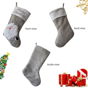 Chaussettes de Noël grises de 18 pouces, personnalisées avec <span class=keywords><strong>Père</strong></span> Noël et Bonhomme de neige, pour décorations familiales, très vendues - Product Image 3