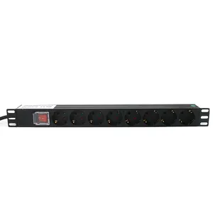 MT-6100ชั้นวางของ19นิ้วตู้เครือข่าย PDU เต้าเสียบ1U 8ทางเต้ารับ C14 C13 IEC Mount ป้องกันไฟกระชากยุโรป PDU