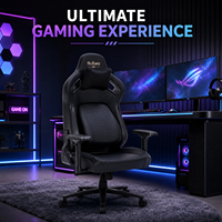 Chaise de jeu en cuir premium, accoudoirs réglables en 3D, vérin à gaz 4 positions, base en acier inoxydable, fonction massage, Bluetooth