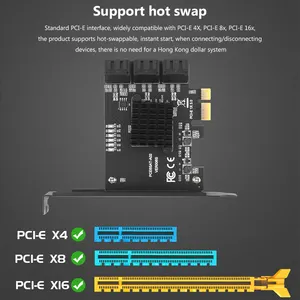 TISHRIC PCIe SATA 1X ke 6 Port SATA 3.0 PCI E pengontrol pci Express Multiplier kartu ekspansi 6Gbps tambah On Card Riser