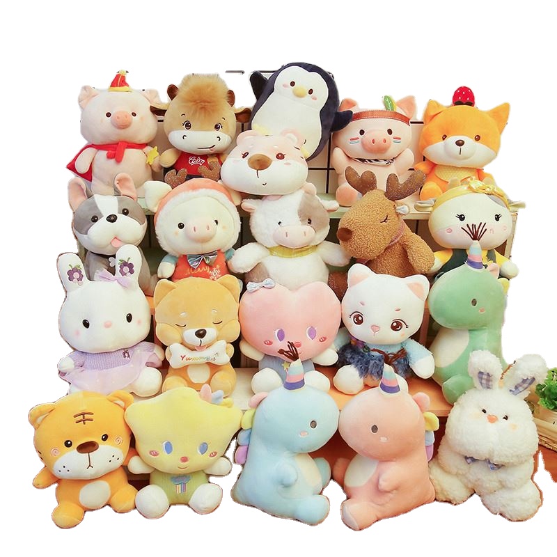 Großhandel 10-15Cm Günstige Mischung Super Soft Cute Lustige Kran Puppe Plüsch Kuscheltier Klaue Maschinen spielzeug Für Kinder