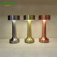 Lámpara de Mesa Inalámbrica con Barra LED Dorada, Recargable, Funciona con Batería, Luces con Control Táctil y Carga USB