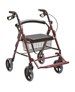 Déambulateur léger en aluminium à 4 roues avec siège rembourré, panier de rangement et freins à main - Product Image 4
