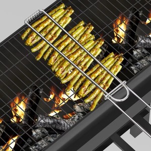 Stainless Steel Barbecue <b>Mesh</b> Clip, Fish & Vegetable <b>Grilling</b> Rack - Product Image 4