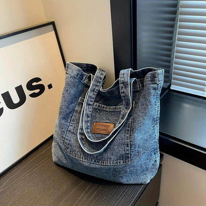 TAVIMART  -  Large Capacity Denim Single Shoulder Bag New Fashion Versatile Tote Retro Commuting Casual Bags