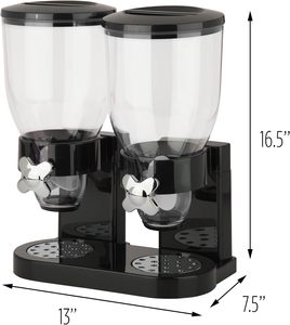 Distributeur de céréales hermétique indispensable pour aliments secs, boîte de rangement 20 lb, distributeur de céréales mural simple ou double - Product Image 2