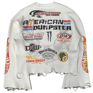 Camisetas de Manga Larga con Corte Deshilachado y Tejido Waffle de Alta Calidad, Personalizadas, Impresión DTG, Manga Acampanada, 300 Gramos, Estilo Urbano - Product Image 2