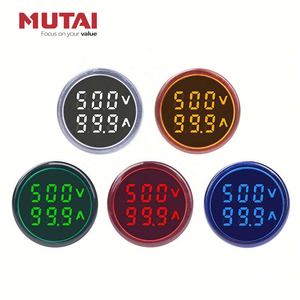 MUTAI Voltí<span class=keywords><strong>metro</strong></span> <span class=keywords><strong>Digital</strong></span> <span class=keywords><strong>Redondo</strong></span>/Cuadrado de 22mm 100A AC 50V - 500V con Pantalla LED e Indicador de Corriente y Voltaje - Product Image 1
