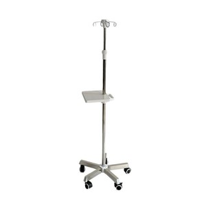 Adjustable height mobile IV stand, movable drip holder, pump holder, tray - Product Image 1
