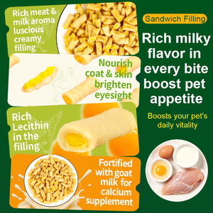 Snacks Crujientes Rellenos de Leche de Cabra, Huevo y Yema <span class=keywords><strong>para</strong></span> Perros y Gatos, Horneados, Naturales, Ricos en Calcio y Proteínas - Product Image 5