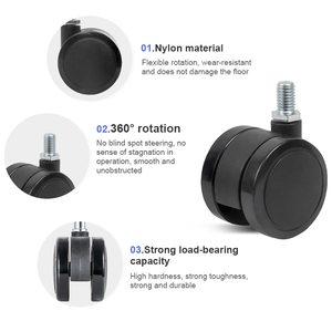 Nylon PVC 2 Zoll drehbare drehbare Möbel rollen Bürostuhl Doppel rad rollen mit Bremse - Product Image 3