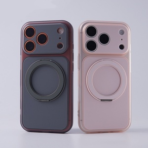 เคสโทรศัพท์แม่เหล็กแบบด้าน รุ่นแฟชั่น สำหรับ iPhone 17 13 14 15 16 Pro Max พร้อม 360 °   ขาตั้งแบบวงแหวน กรอบเลนส์แบบถอดได้ ฝาครอบกันกระแทก - Product Image 3