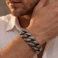 Bracelet chaîne gourmette épaisse texturée martelée tendance en acier inoxydable 316L, résistant au ternissement, étanche, pour homme, style punk affirmé