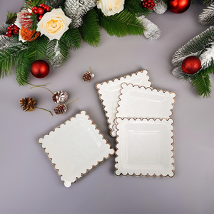 Assiettes en papier blanches jetables <span class=keywords><strong>de</strong></span> luxe <span class=keywords><strong>de</strong></span> 9 pouces carrées et rondes pour le dîner et le service <span class=keywords><strong>de</strong></span> tasses lors des fêtes d'<span class=keywords><strong>anniversaire</strong></span> et <span class=keywords><strong>de</strong></span> <span class=keywords><strong>mariage</strong></span> - Product Image 5