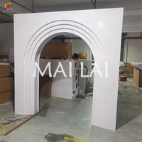 Arche de fond de scène de mariage multicouche en PVC+acrylique blanc 240x240cm, panneau mural décoratif pour événements