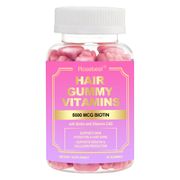 Rosebest OEM Private Label Complément alimentaire multi-vitamines 14-en-1 pour cheveux, peau et ongles, 5000 mcg de biotine, gommes vitaminées pour la croissance des cheveux