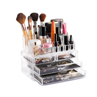 Brosse à poudre cosmétique transparente, contenant facile, ensembles d'organisateurs de maquillage en plastique