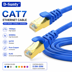 Cable Ethernet Cat7 OEM D-Sunty RJ45 S/FTP 10Gbps, Cable de Conexión de Cobre Desnudo con PVC, Longitud Personalizada, Suministro de Fábrica - Product Image 1