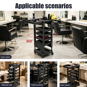 Carrito <span class=keywords><strong>de</strong></span> Plástico para Salón <span class=keywords><strong>de</strong></span> Belleza con Almacenamiento, Carrito para Peluquería, Hogar y Oficina - Product Image 4